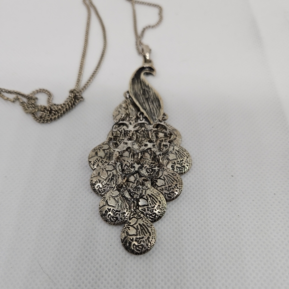 Vintage French Designer Necklace   Peacock  Feathers with Enamel - Picture 4 of 4